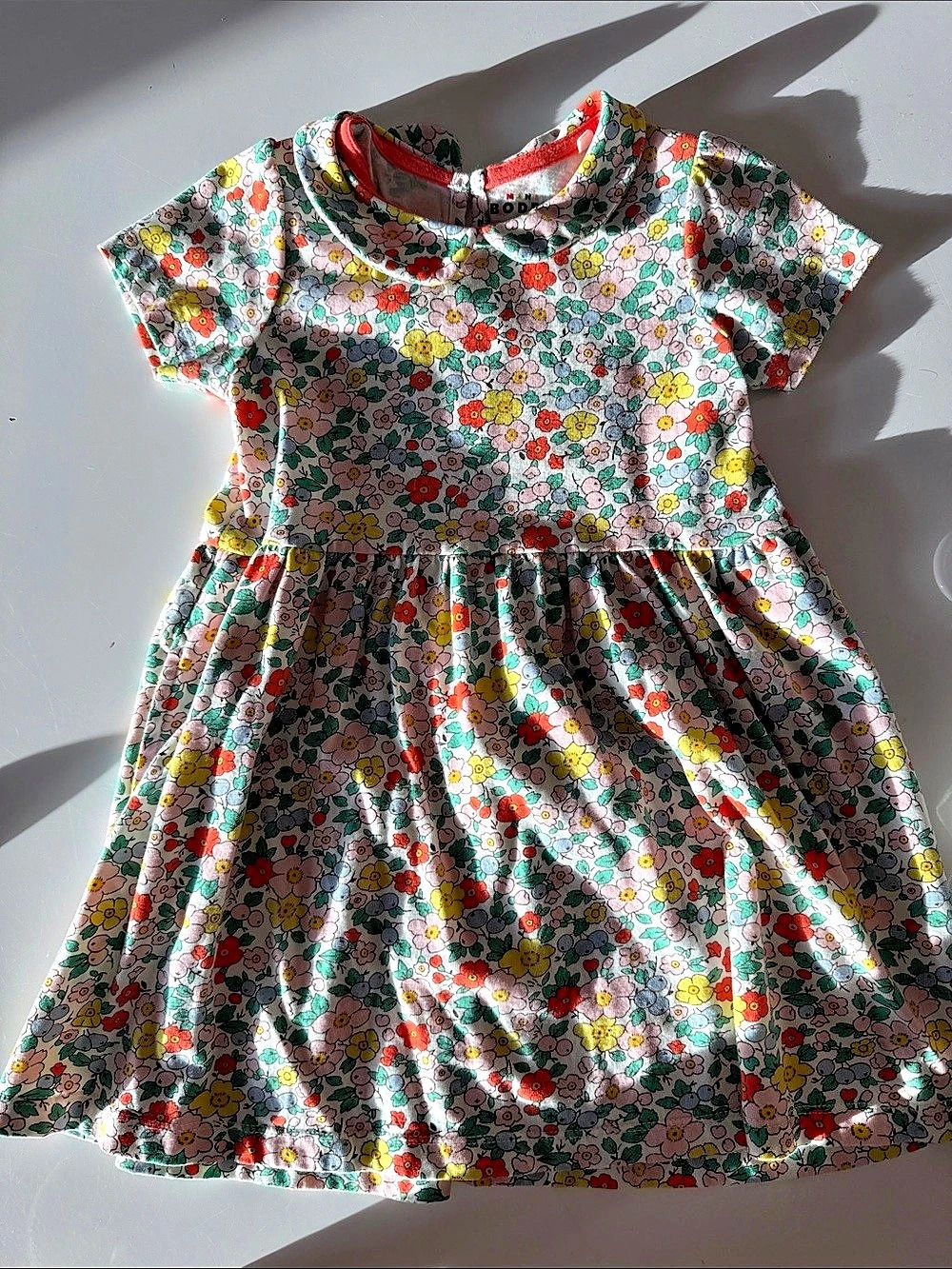 Mini Boden Floral Girls' Dress Green & Pink Size 3-4Y
